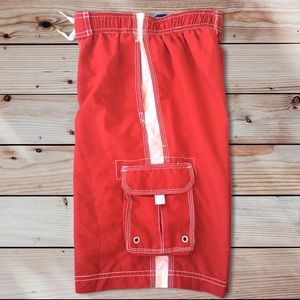 SAND N SUN Red And White Swim Trunks